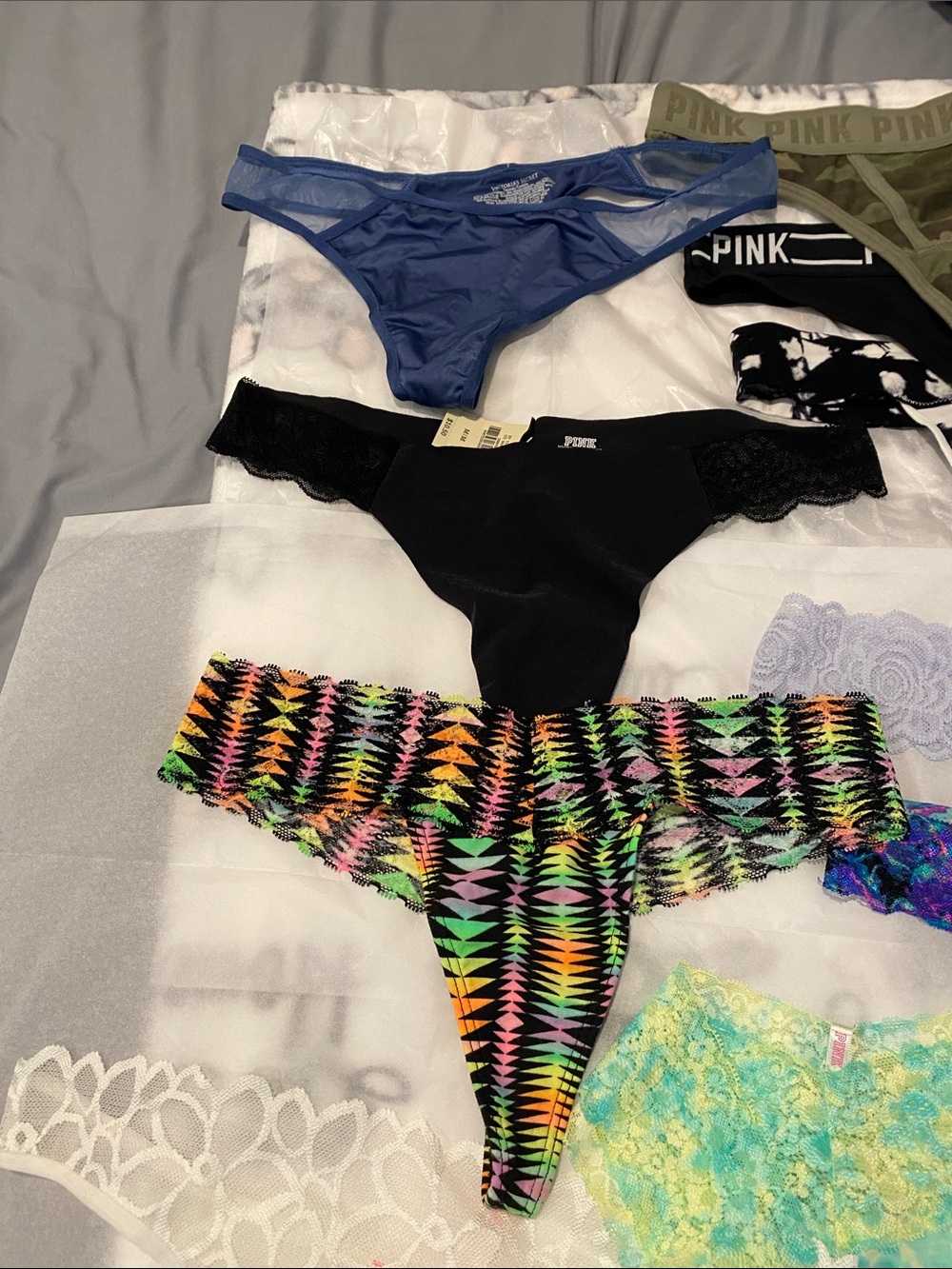 Victoria's Secret & PINK Assorted Thong Panty Lot - Bright Multi Colors - Picture 5 of 6